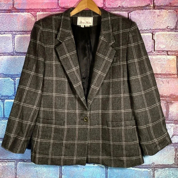 Derek Martin Jackets & Blazers - Designs by Derek Martin Women's Blazer Size 16 Blazer Plaid Grey